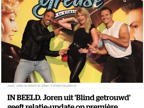 IN BEELD. Joren uit ‘Blind getrouwd’ geeft relatie-update op première musical ‘Grease’ - 15/09/2024 Het laatste nieuws