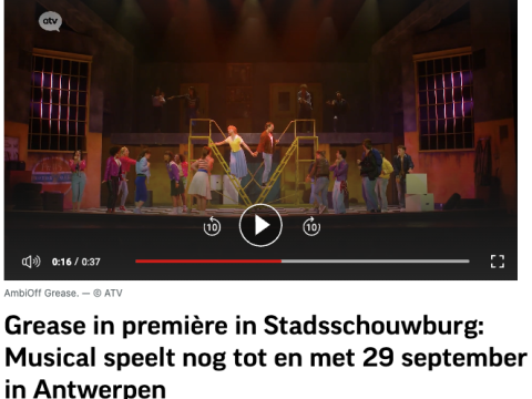 Grease in première in Stadsschouwburg: Musical speelt nog tot en met 29 september in Antwerpen - 15/09/2024 ATV Nieuws